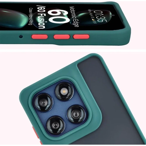 Etui z uchwytem na palec Bizon Case Hybrid Ring do Motorola Edge 60 Fusion / 60 przydymione z ciemnozieloną ramką