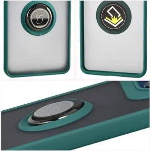 Etui z uchwytem na palec Bizon Case Hybrid Ring do Motorola Edge 60 Fusion / 60 przydymione z ciemnozieloną ramką