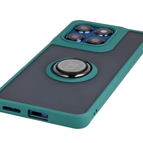 Etui z uchwytem na palec Bizon Case Hybrid Ring do Motorola Edge 60 Fusion / 60 przydymione z ciemnozieloną ramką
