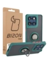Etui z uchwytem na palec Bizon Case Hybrid Ring do Motorola Edge 60 Fusion / 60 przydymione z ciemnozieloną ramką