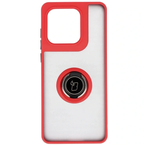 Etui z uchwytem na palec Bizon Case Hybrid Ring do Motorola Edge 60 Fusion / 60 przydymione z czerwoną ramką
