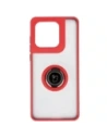 Etui z uchwytem na palec Bizon Case Hybrid Ring do Motorola Edge 60 Fusion / 60 przydymione z czerwoną ramką