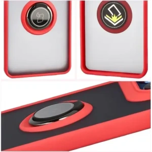 Etui z uchwytem na palec Bizon Case Hybrid Ring do Motorola Edge 60 Fusion / 60 przydymione z czerwoną ramką