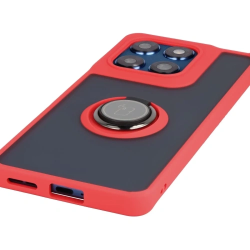 Etui z uchwytem na palec Bizon Case Hybrid Ring do Motorola Edge 60 Fusion / 60 przydymione z czerwoną ramką