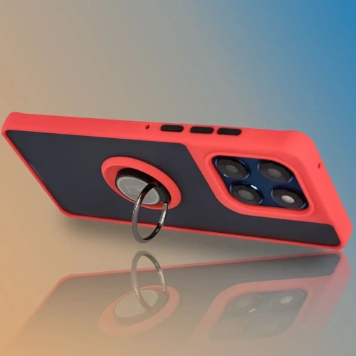 Etui z uchwytem na palec Bizon Case Hybrid Ring do Motorola Edge 60 Fusion / 60 przydymione z czerwoną ramką