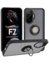 Etui z uchwytem na palec Bizon Case Hybrid Ring do Xiaomi POCO F7 przydymione z czarną ramką