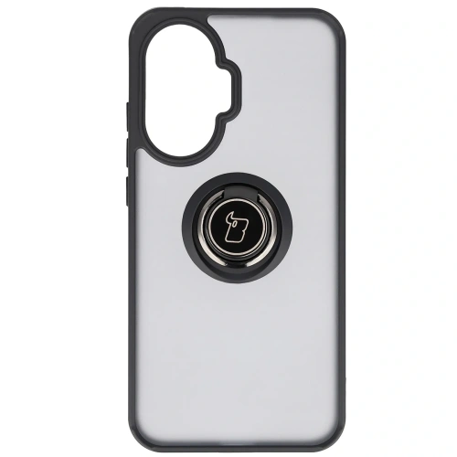 Etui z uchwytem na palec Bizon Case Hybrid Ring do Xiaomi POCO F7 przydymione z czarną ramką