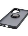 Etui z uchwytem na palec Bizon Case Hybrid Ring do Xiaomi POCO F7 przydymione z czarną ramką