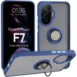 Bizon Case Hybrid Ring Xiaomi POCO F7 rauchig mit navyblau