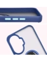 Etui z uchwytem na palec Bizon Case Hybrid Ring do Xiaomi POCO F7 przydymione z granatową ramką