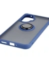 Etui z uchwytem na palec Bizon Case Hybrid Ring do Xiaomi POCO F7 przydymione z granatową ramką