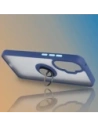 Etui z uchwytem na palec Bizon Case Hybrid Ring do Xiaomi POCO F7 przydymione z granatową ramką