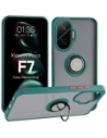 Etui z uchwytem na palec Bizon Case Hybrid Ring do Xiaomi POCO F7 przydymione z ciemnozieloną ramką