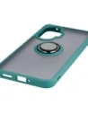 Etui z uchwytem na palec Bizon Case Hybrid Ring do Xiaomi POCO F7 przydymione z ciemnozieloną ramką