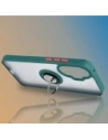 Etui z uchwytem na palec Bizon Case Hybrid Ring do Xiaomi POCO F7 przydymione z ciemnozieloną ramką