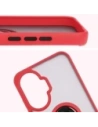 Etui z uchwytem na palec Bizon Case Hybrid Ring do Xiaomi POCO F7 przydymione z czerwoną ramką