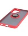Etui z uchwytem na palec Bizon Case Hybrid Ring do Xiaomi POCO F7 przydymione z czerwoną ramką