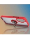 Etui z uchwytem na palec Bizon Case Hybrid Ring do Xiaomi POCO F7 przydymione z czerwoną ramką
