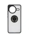 Etui z uchwytem na palec Bizon Case Hybrid Ring do Xiaomi POCO F7 Pro przydymione z czarną ramką