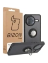 Etui z uchwytem na palec Bizon Case Hybrid Ring do Xiaomi POCO F7 Pro przydymione z czarną ramką