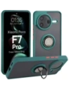 Etui z uchwytem na palec Bizon Case Hybrid Ring do Xiaomi POCO F7 Pro przydymione z ciemnozieloną ramką