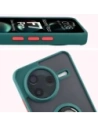 Etui z uchwytem na palec Bizon Case Hybrid Ring do Xiaomi POCO F7 Pro przydymione z ciemnozieloną ramką