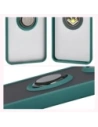 Etui z uchwytem na palec Bizon Case Hybrid Ring do Xiaomi POCO F7 Pro przydymione z ciemnozieloną ramką