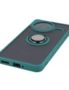 Etui z uchwytem na palec Bizon Case Hybrid Ring do Xiaomi POCO F7 Pro przydymione z ciemnozieloną ramką