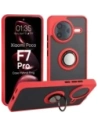 Etui z uchwytem na palec Bizon Case Hybrid Ring do Xiaomi POCO F7 Pro przydymione z czerwoną ramką