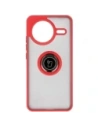 Etui z uchwytem na palec Bizon Case Hybrid Ring do Xiaomi POCO F7 Pro przydymione z czerwoną ramką