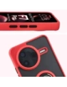 Etui z uchwytem na palec Bizon Case Hybrid Ring do Xiaomi POCO F7 Pro przydymione z czerwoną ramką