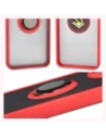 Etui z uchwytem na palec Bizon Case Hybrid Ring do Xiaomi POCO F7 Pro przydymione z czerwoną ramką