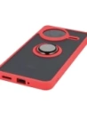 Etui z uchwytem na palec Bizon Case Hybrid Ring do Xiaomi POCO F7 Pro przydymione z czerwoną ramką