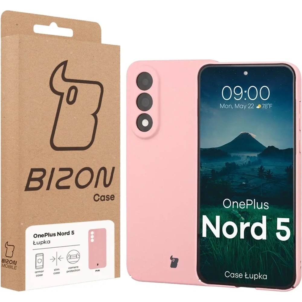 Etui Bizon Case Łupka do OnePlus Nord 5 różowe