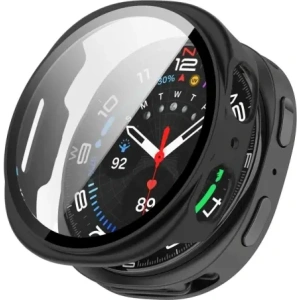 Etui ze szkłem do zegarka Bizon Case+Glass Watch do Samsung Galaxy Watch 8 44mm matowe czarne