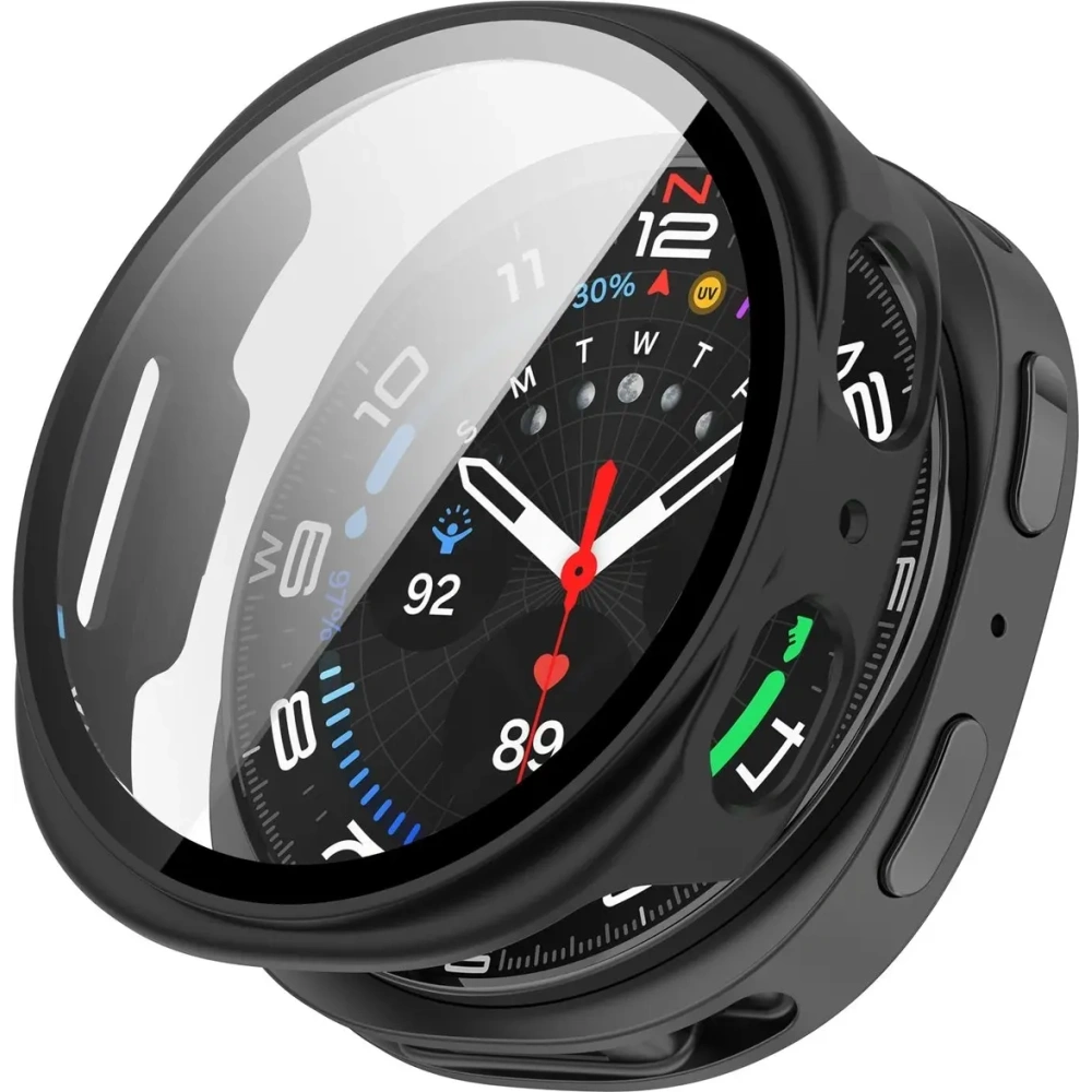 Etui ze szkłem do zegarka Bizon Case+Glass Watch do Samsung Galaxy Watch 8 44mm matowe czarne