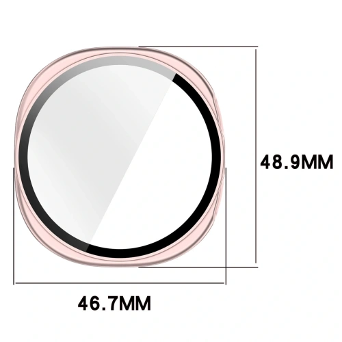 Etui ze szkłem do zegarka Bizon Case+Glass Watch do Samsung Galaxy Watch 8 44mm satynowe różowe