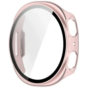 Etui ze szkłem do zegarka Bizon Case+Glass Watch do Samsung Galaxy Watch 8 44mm satynowe różowe