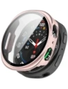 Etui ze szkłem do zegarka Bizon Case+Glass Watch do Samsung Galaxy Watch 8 44mm satynowe różowe