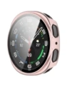 Etui ze szkłem do zegarka Bizon Case+Glass Watch do Samsung Galaxy Watch 8 44mm satynowe różowe