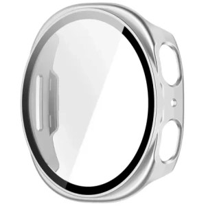 Etui ze szkłem do zegarka Bizon Case+Glass Watch do Samsung Galaxy Watch 8 44mm srebrne