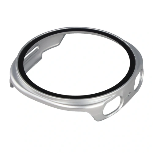 Etui ze szkłem do zegarka Bizon Case+Glass Watch do Samsung Galaxy Watch 8 44mm srebrne