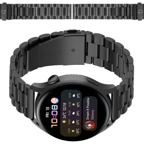 Pasek ze stali nierdzewnej do smartwatcha Bizon Strap Watch Aura QuickRelease 20mm czarny