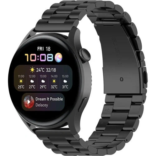 Pasek ze stali nierdzewnej do smartwatcha Bizon Strap Watch Aura QuickRelease 20mm czarny