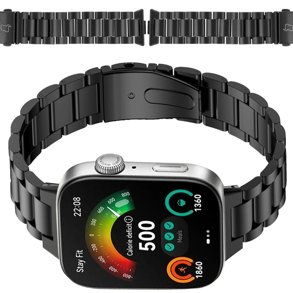 Pasek ze stali nierdzewnej Bizon Strap Watch Aura do Huawei Watch Fit 4 Pro / Fit 4 / Fit 3 czarny