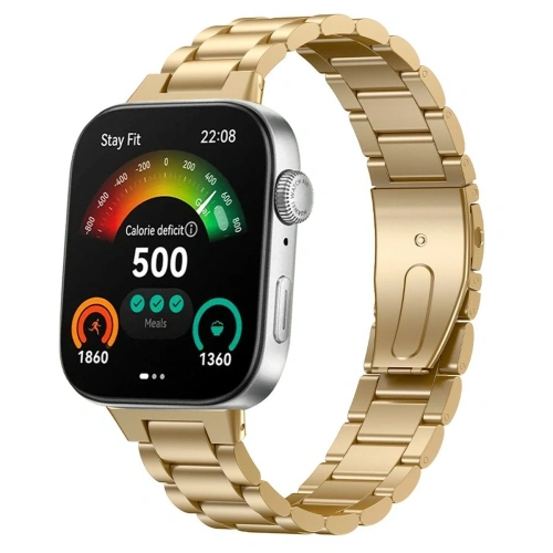 Pasek ze stali nierdzewnej Bizon Strap Watch Aura do Huawei Watch Fit 4 Pro / Fit 4 / Fit 3 złoty