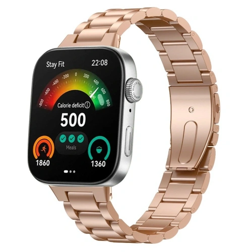 Pasek ze stali nierdzewnej Bizon Strap Watch Aura do Huawei Watch Fit 4 Pro / Fit 4 / Fit 3 różowozłoty