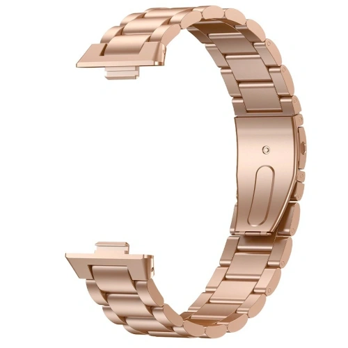 Pasek ze stali nierdzewnej Bizon Strap Watch Aura do Huawei Watch Fit 4 Pro / Fit 4 / Fit 3 różowozłoty