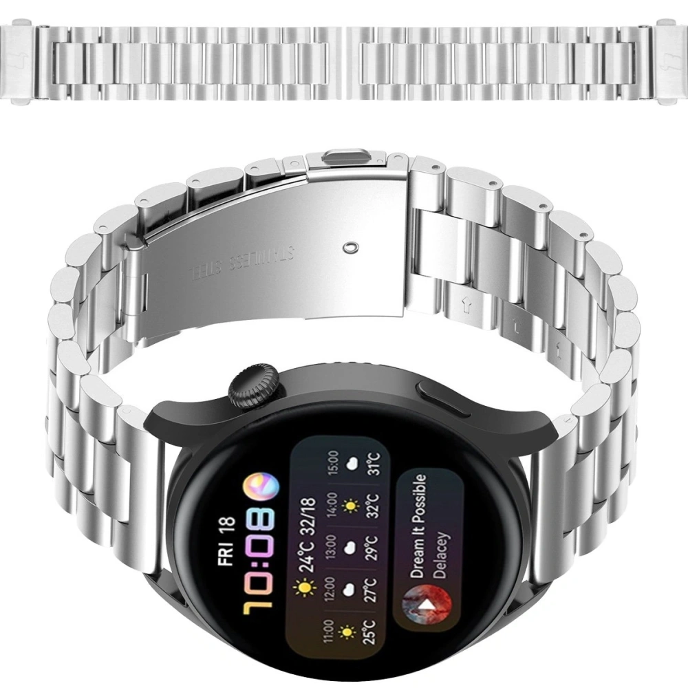 Pasek ze stali nierdzewnej do smartwatcha Bizon Strap Watch Aura QuickRelease 20mm srebrny