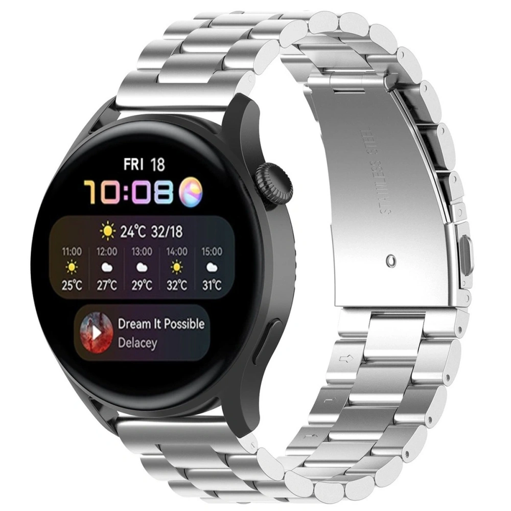 Pasek ze stali nierdzewnej do smartwatcha Bizon Strap Watch Aura QuickRelease 20mm srebrny